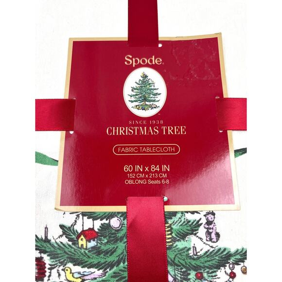 Spode Christmas Tree Fabric Tablecloth 60in x 84in Oblong Holiday Table Decor - Picture 3 of 3